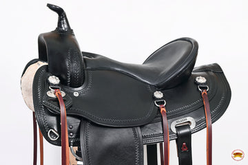 Hilason Western Horse Wide Gullet Trail BlackAmerican Leather Saddle